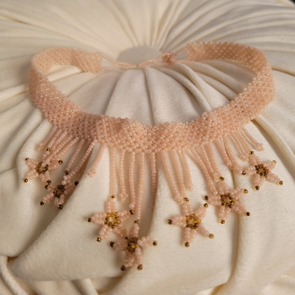 Vintage Beaded Fringe Choker